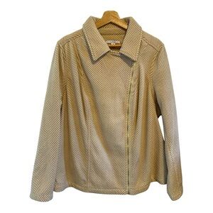 Isaac Mizrahi Live! Women's White/Beige Striped Jacket Size 2X